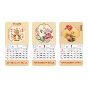 Custom Logo Chinese Calendar Hanging Red Lunar Monthly Calendar for Promotional Advert