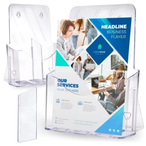 Custom Logo Clear Acrylic Brochure Holder Wall Mount Desktop Flyer Pamphlet Display Rack for Trade Show Clinic OEM