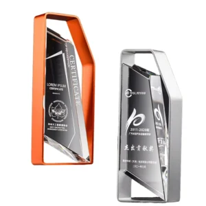 Custom Logo Crystal Trophy Creative Metal Souvenir Conference Award UV-Printed Medal Trophy