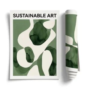 Custom Logo Custom Size Sustainable Green Abstract Watercolor Art Print Full Color CMYK Art Paper Modern Home Office