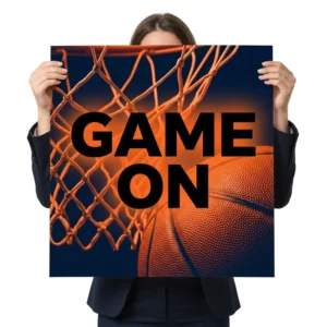 Custom Logo Dark Blue Basketball Game Pattern Sports Gym Club Wall Decor Art Paper Brochure with Laminate Finish