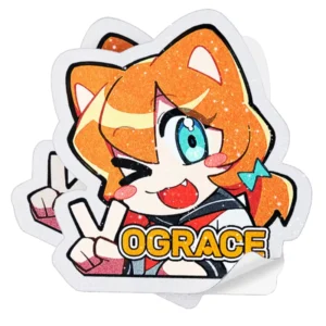 Custom Logo Die-Cut Glitter Holographic Waterproof Vinyl Sticker with Fine Glitter Frost Finish