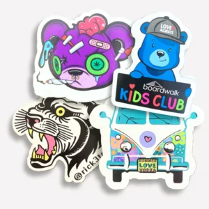 Custom Logo Die-Cut Waterproof PVC Adhesive Stickers, UV-Printed Cartoon Shapes