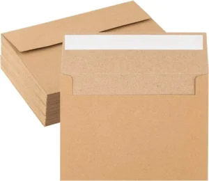 Custom Logo Eco-Friendly A4 C6 A5 Silver Foil Stamping Kraft Envelopes for Invitation Business Office Shipping