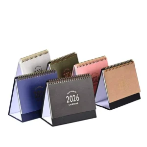 Custom Logo Eco-Friendly Paper Flip Desk Calendar with Double Coil Binding and UV Printing