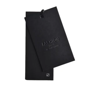 Custom Logo Embossed Coated Paper Clothing Hang Tags Straight Cut
