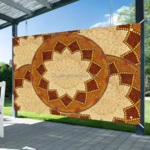 Custom Logo Ethiopian Colorful Flower Weaving Design Banner Backdrop Large 3.5 x 4 m Habesha