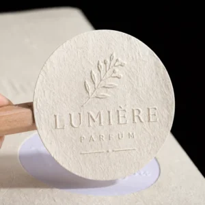 Custom Logo Kraft Paper 3D-Embossed Matte Rough Packaging Stickers and Labels for Perfume, Skincare, and Cosmetics