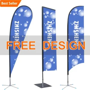 Custom Logo Outdoor Teardrop Feather Beach Flag