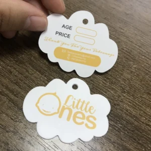 Custom Logo Paper Hang Tags Embossed Printed Garment Price Tags With String