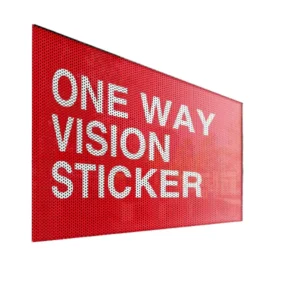 Custom Logo Perforated Vinyl Window Sticker with One-Way Vision, Water Resistance, UV Protection, and Self-Adhesive Backing