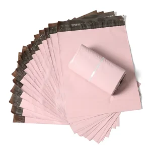 Custom Logo Pink HDPE Recyclable Waterproof Mailing Bags with Hot Stamping and Self-Adhesive Closure