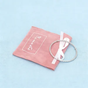 Custom Logo Pink Suede Flap Pouch with Ribbon Bow, Envelope Style