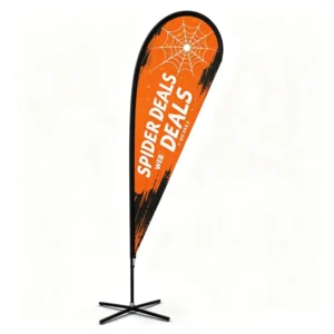Custom Logo Print Feather Flag Banner with Fiberglass Flagpole