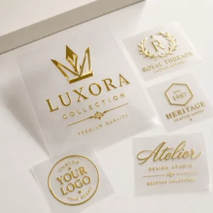 Custom Logo Printed Eco-Friendly Waterproof PVC Gold-Stamped UV Transfer Labels for Glasses, Food and Beverage Packaging