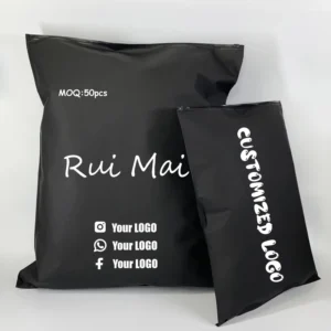 Custom Logo Printed Frosted Matte Black Resealable Zipper Plastic Bags for Clothing Packaging