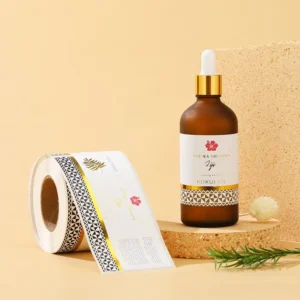 Custom Logo Printed Gold Foil Labels Roll Packaging Adhesive Waterproof Sticker for Oil Bottle