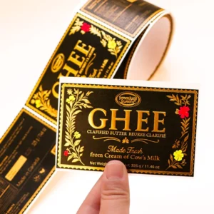 Custom Logo-Printed Holographic Wine and Beer Bottle Labels with Gold Stamping