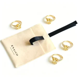 Custom Logo Printed Velvet Perfume Pouch with Envelope Flap and Bow-Knot