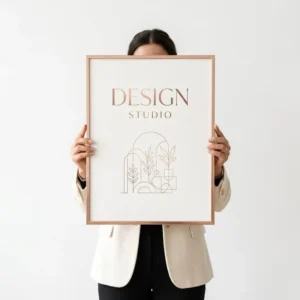Custom Logo Rose Gold Line Art Minimalist Print Poster for Studio Office Wall Decor