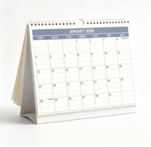 Custom Logo Spiral-Bound Desk Calendar Coil Binding Monthly Planner Thick Coated Paper Table Calendar for Office Home
