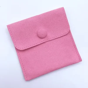 Custom Logo Suede Microfiber Jewelry Pouch with Buckle for Necklaces, Earrings, and Rings