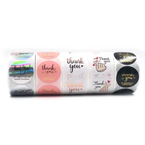Custom Logo Thank You Label Stickers Roll 500 Pcs