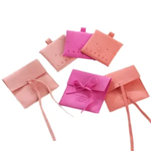 Custom Logo Velvet Square Ribbon Bowknot Jewelry Storage Pouch