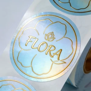 Custom Logo Waterproof Adhesive Synthetic Sticker Roll PET/PVC with UV/Gold Stamp Printing for Packaging Labels Logo Display