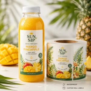 Custom Logo Waterproof Vinyl Juice Labels for Cold-Pressed Fresh Juice Packaging