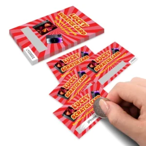 Custom Lottery Scratch Card, Glossy Laminated Digital Printing, Custom Logo and Theme Design