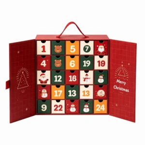 Custom Luxury Christmas Advent Calendar Box with 24 Drawers for Empty Cosmetic Packaging