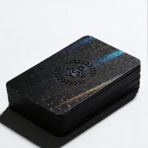 Custom Luxury Stealth Black Starry Business Card Printing Premium Holographic Glitter Name Cards