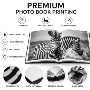 Custom Made Business Photography Book Printing Services with Perfect Binding Soft Cover Photo Album and Offset Paper