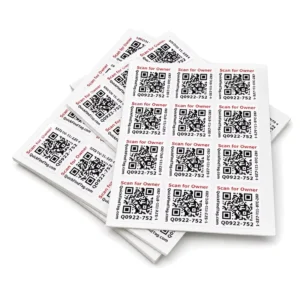 Custom Made UV Adhesive Glossy Lamination Waterproof Paper QR Code Label Sticker Roll with Custom Logo