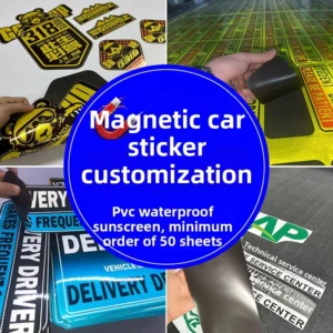 Custom Magnetic Car Stickers Decals UV Printed Magnets 0.5mm Thick Soft PVC Car Decals Stickers Vinyl UV Waterproof