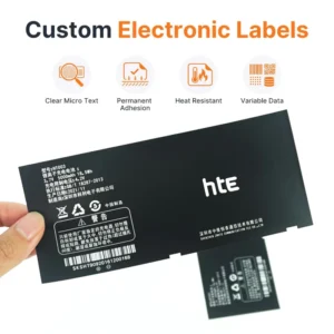 Custom Matte Black PVC Waterproof Heat-Resistant Adhesive Electronic Labels for Communication Hardware Devices