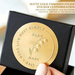 Custom Matte Gold Embossed Stickers 3D Raised Logo Labels for Packaging Waterproof Business Branding Stickers