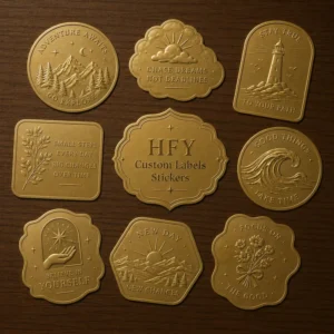 Custom Matte Gold Embossed Stickers 3D Raised Round Label Custom Pattern Printed Promotional Advertising Packaging Stickers