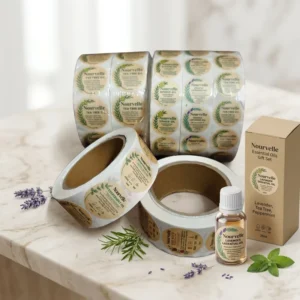 Custom Matte Paper Round Waterproof Self-Adhesive Roll Labels for 20 ml Essential Oil Bottle Packaging