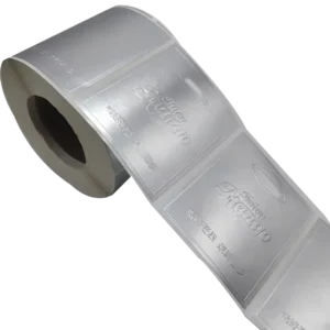 Custom Matte Waterproof Bright Silver BOPP Adhesive Roll Labels for Bottles, 100×150