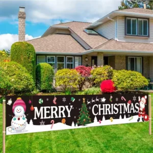 Custom Merry Christmas Banner Creative Design Christmas Backdrop Banner Decoration New Year Garden Flag Banners