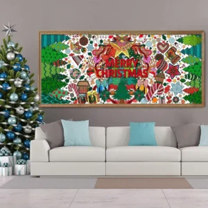 Custom Merry Christmas Coloring Poster DIY Drawing Paper Art Blank Banner Table Cover for Home School Wall Decor