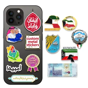 Custom Metal Badge Stickers UAE Oman Saudi Kuwait Enamel Pin Phone Back Stickers