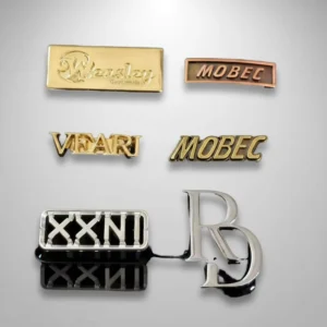 Custom Metal Logo Tags and Labels for Clothing and Bags