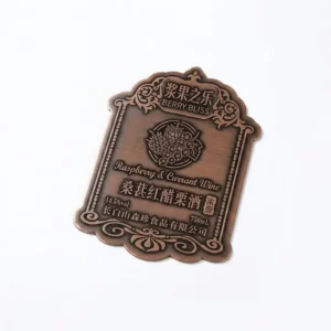 Custom Metal Wine Label Gold Aluminum Embossed Logo Sticker for Red Wine Whiskey Bottle Packaging
