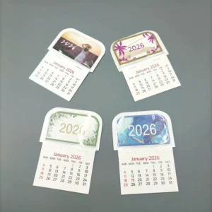 Custom Mini PVC Back Adhesive Peel Stick Wall Calendar Desk Pad Removable Adhesive Small Monthly Mini Sticky Calendar