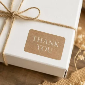 Custom Minimalist Black Text Thank You Round Seal Stickers Self-Adhesive for Kraft Paper Bag Gift Packaging