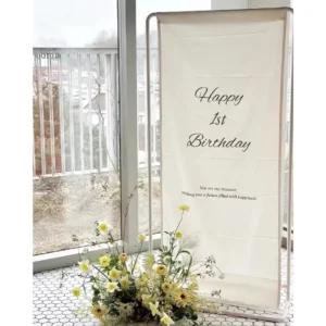 Custom Modern Wedding Backdrop Banner, Waterproof Outdoor Canvas Fabric