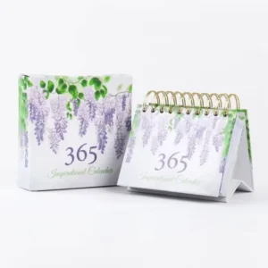 Custom Monthly Flip Office Desk Calendar with Full-Color Logo Printing, Standing Easel, and Gift Box